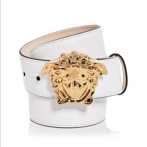 Versace Medusa belt white with gold Medusa head